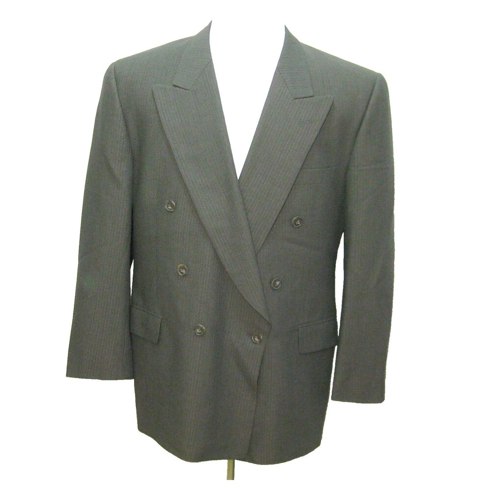 Norman Hilton Mens Size 42S Brown Double Breasted Wool Sport Coat Blazer Jacket